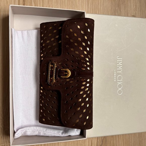 Jimmy Choo Brown Suede Wallet - Picture 1 of 2